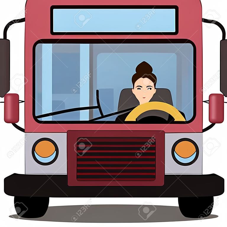 la donna al volante dell'autobus. autista donna
