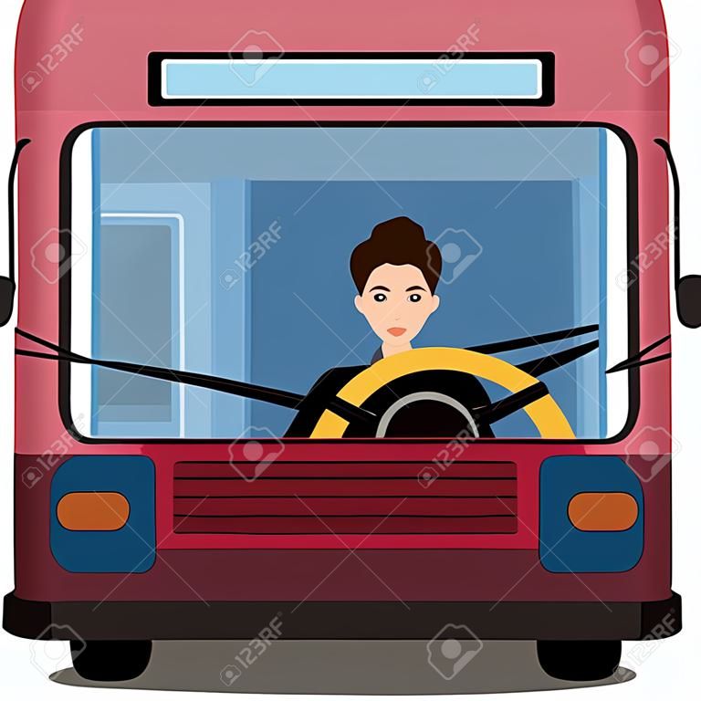 la mujer al volante del autobús. mujer conductora