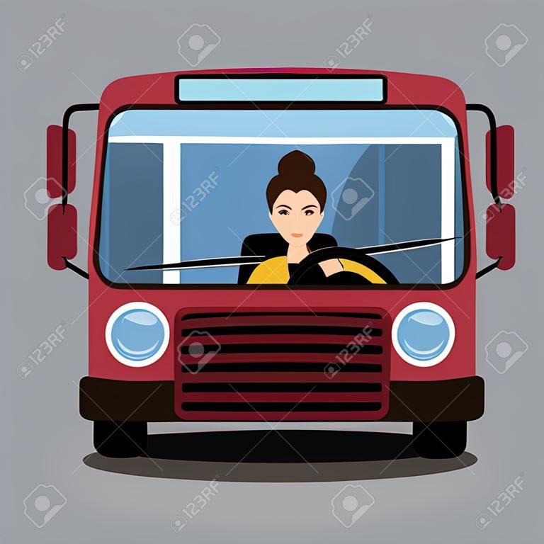 de vrouw achter het stuur van de bus. vrouw bestuurder