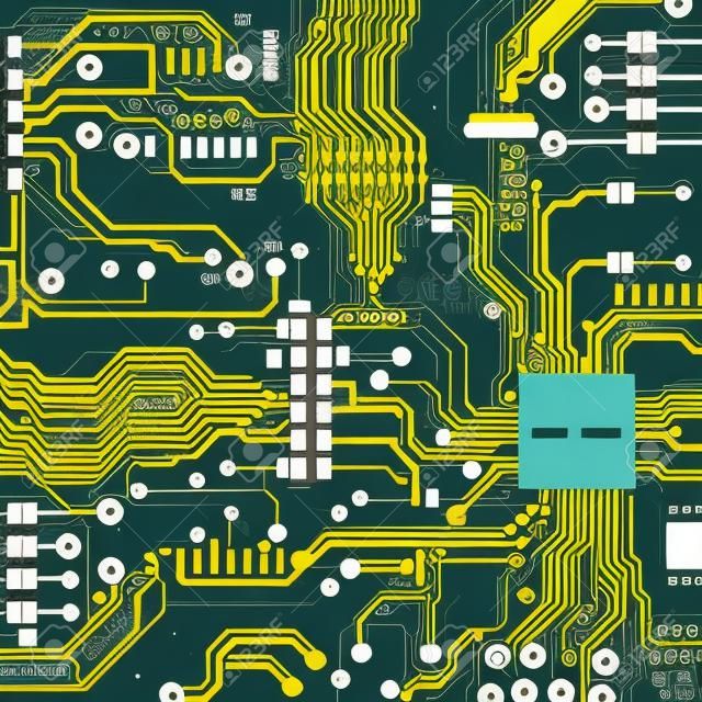 Vector circuit board illustration. Abstract technology. Microchip background.