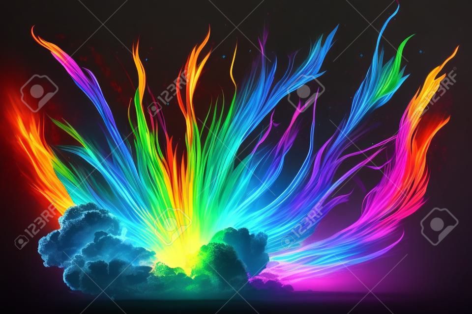Llama del arco iris. efecto de explosión mágica para el diseño de juegos 2d. . ilustración de alta calidad