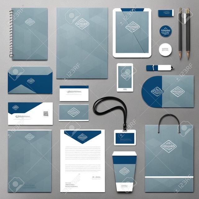 Conjunto de modelos de identidade corporativa. Mock-up de papelaria de negócios com logotipo. Branding design.
