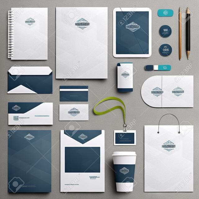 Corporate identity template set. Affari cancelleria mock-up con il marchio. Branding design.