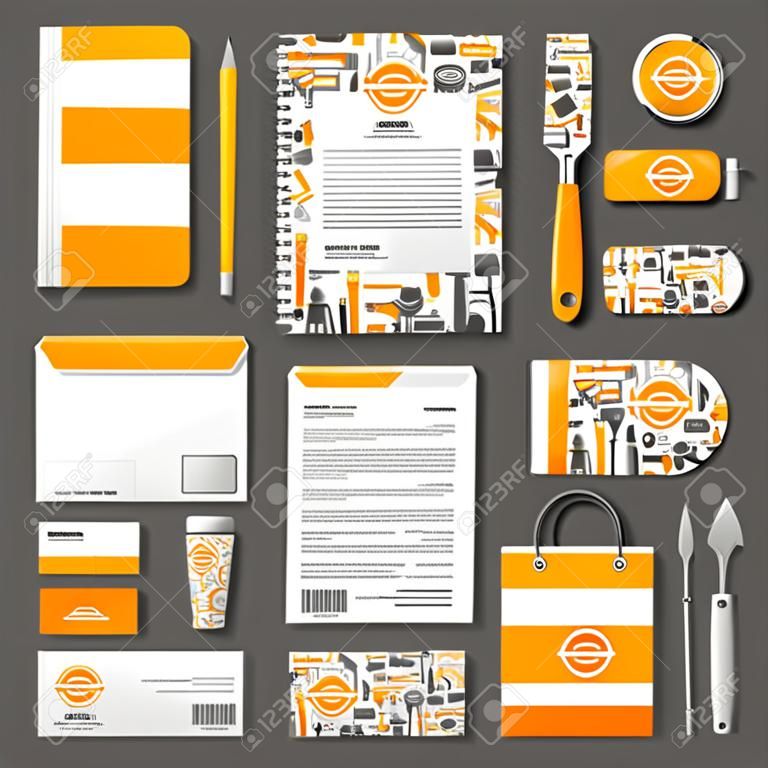 Work tools Corporate identity template set. Business stationery mock-up with logo. Branding design.