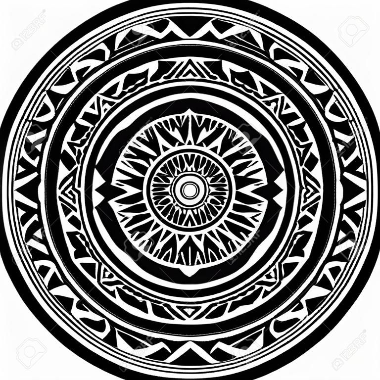 Vector tribal folk aztec geometric pattern in circle