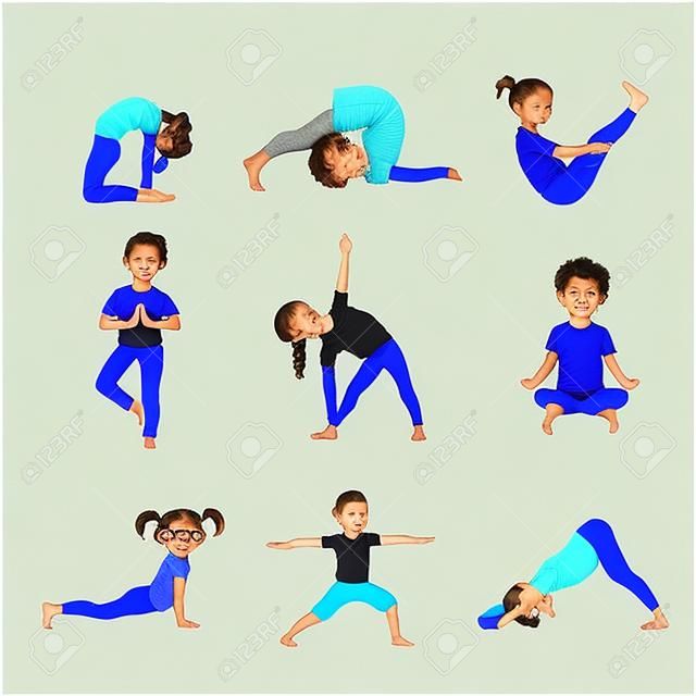 瑜伽姿勢的孩子