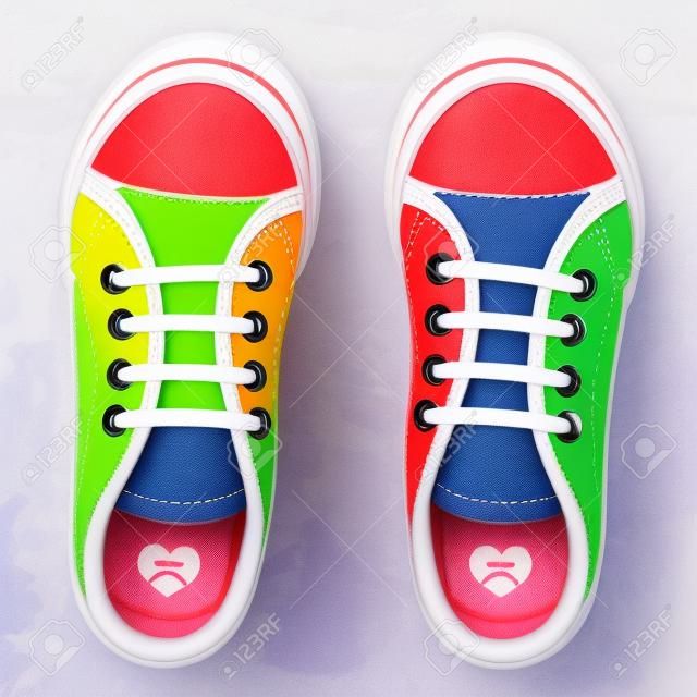 An illustration of colorful toddler girl trainers