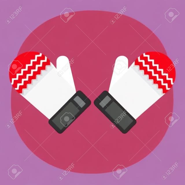 Flat icon red winter gloves isolated on white background. Vector illustration.
