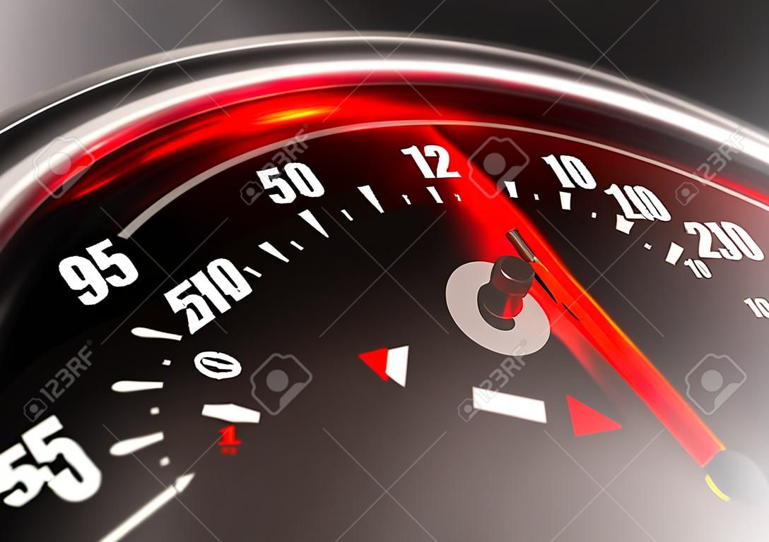 用指针指向一个高速模糊效应的概念，以加速超速或粗心驾驶概念。