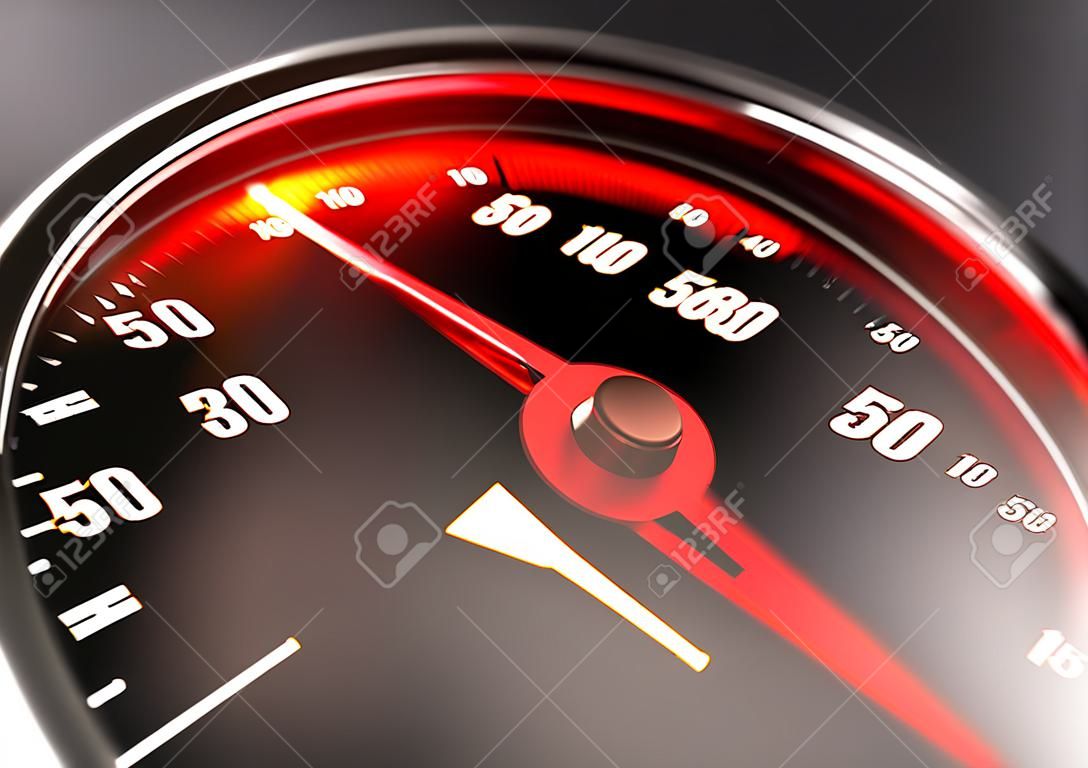 用指针指向一个高速模糊效应的概念，以加速超速或粗心驾驶概念。