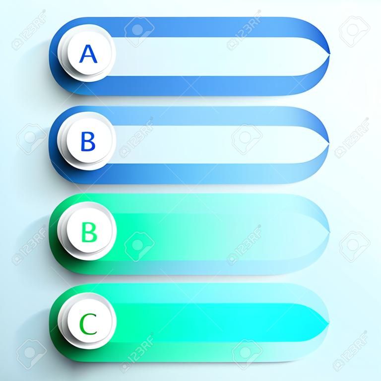 Banners de caixa de texto de vetor Infográfico A, B, C
