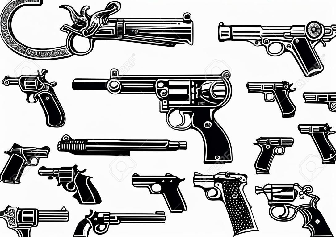Guns: old and modern pistols and revolvers