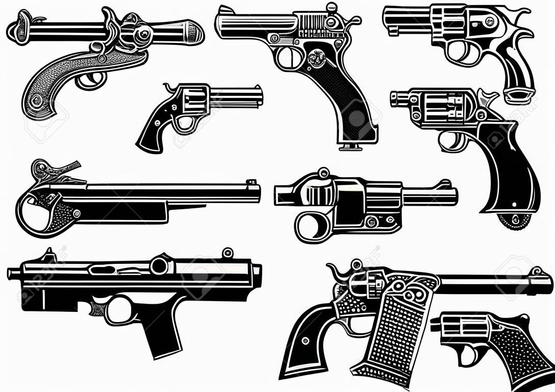 Armas: pistolas e revólveres antigos e modernos