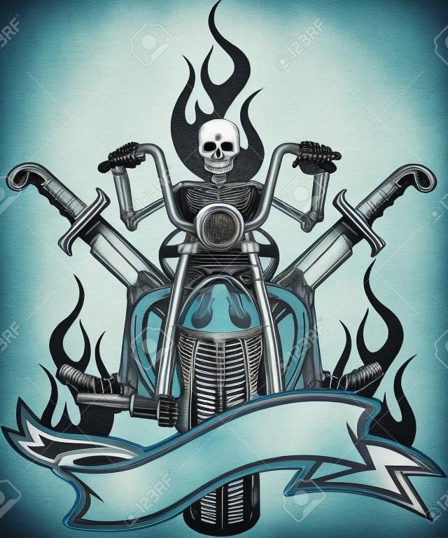 skeleton on motorcycle