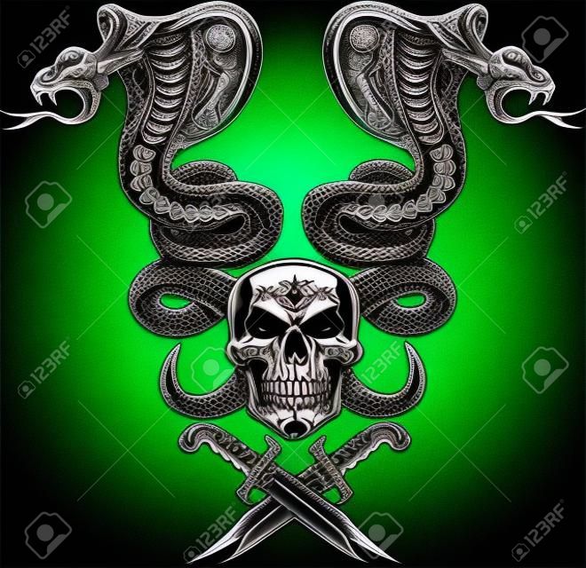 Serpent Tattoo Cobra Skull and Dagger
