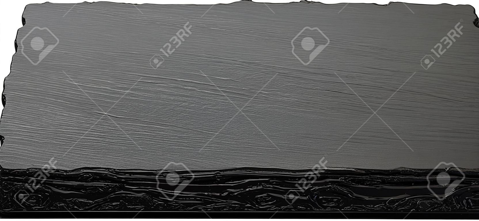 Black stone plate isolated on white background