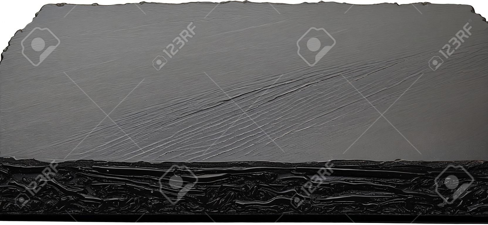 Black stone plate isolated on white background