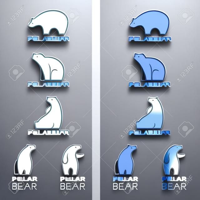 Diseño de vector de icono de oso polar blanco azul