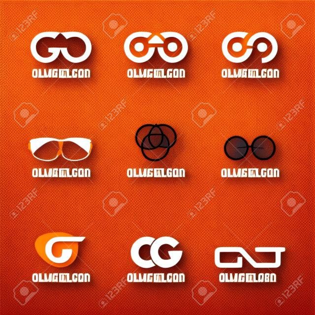 Orange and Glasses Logo Vektor-Set grau Design