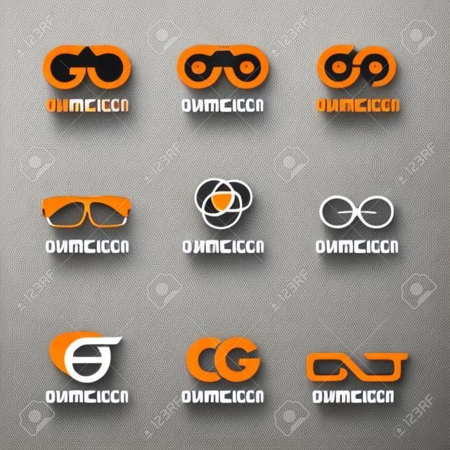 Orange and Glasses Logo Vektor-Set grau Design