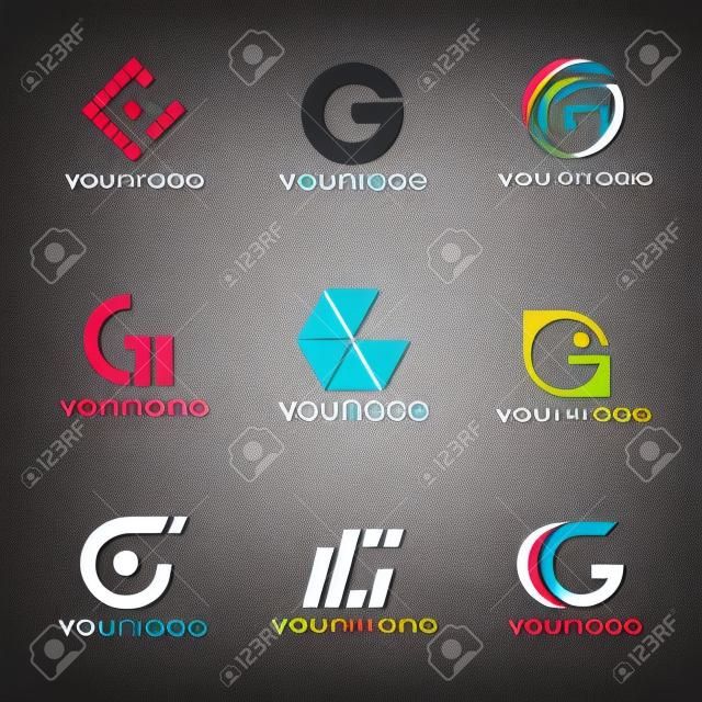 Projeto do conjunto do vetor do logotipo da letra G