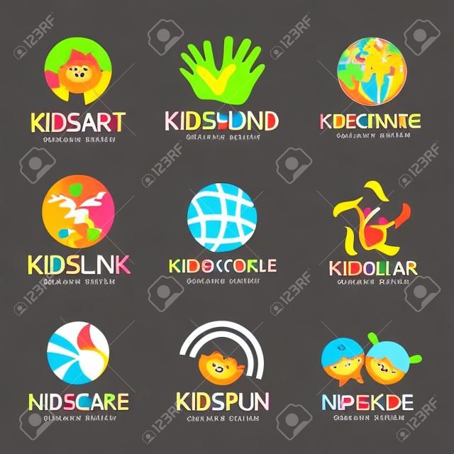 Kinder-Kind-Logo Vektor-Set Design