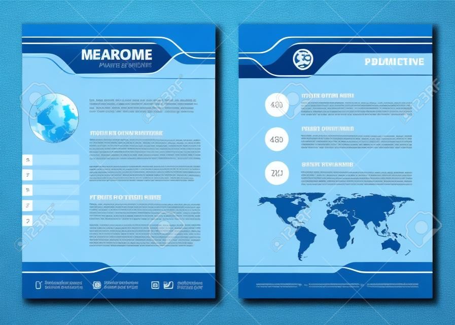 Layout template size A4 Front page and back page  Blue Vector  design