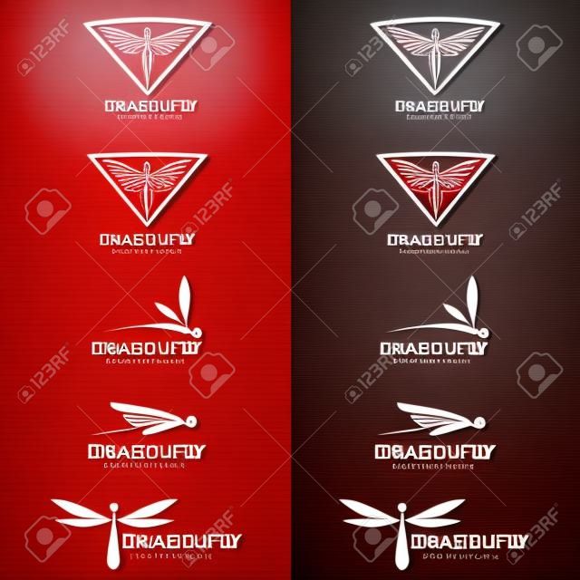 Red Dragonfly logo vector set art design