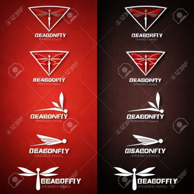 Red Dragonfly logo vettoriale set art design