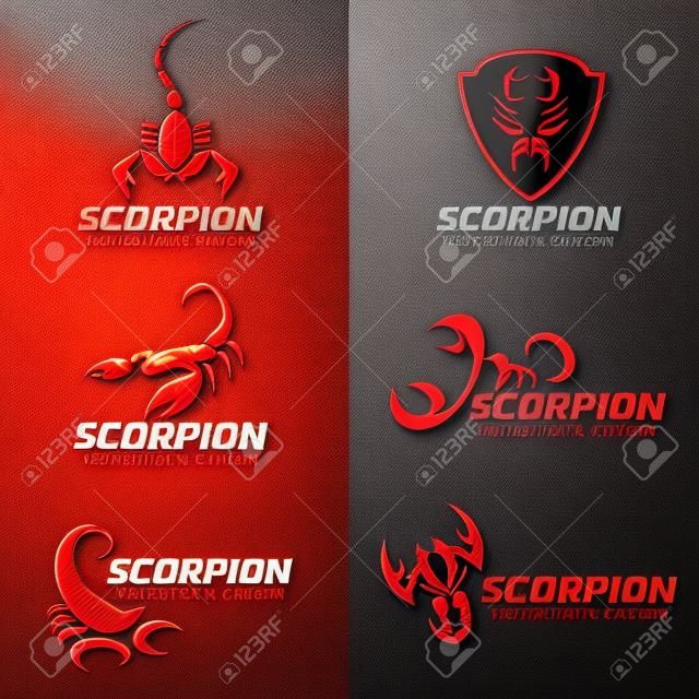 diseño de conjunto de arte Escorpión rojo vector logo