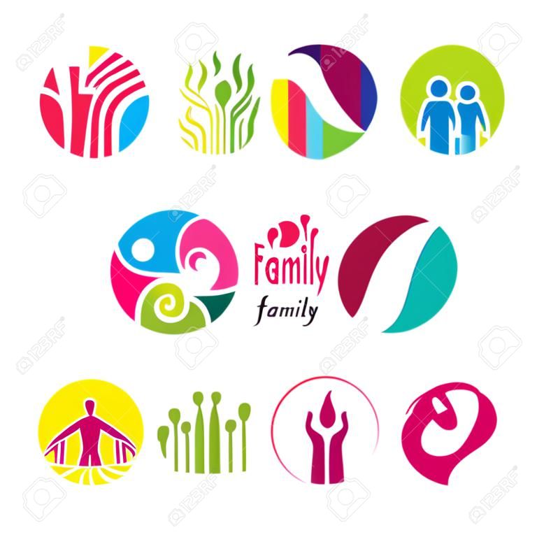 Семейный круг логотип арт векторный набор дизайн