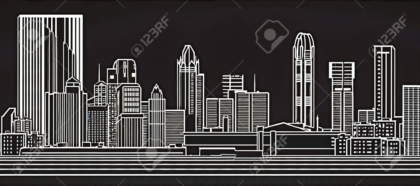 城市景观建筑系艺术插画设计-匹兹堡市