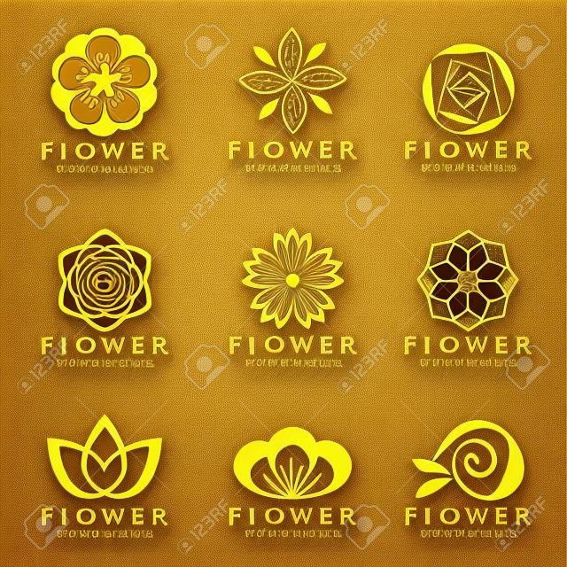 Altın Çiçek logosu vektör set sanat tasarım