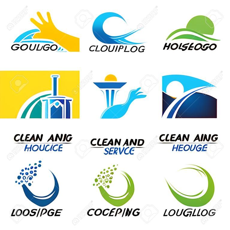 Чистота и Уборка Логотип векторный набор дизайн