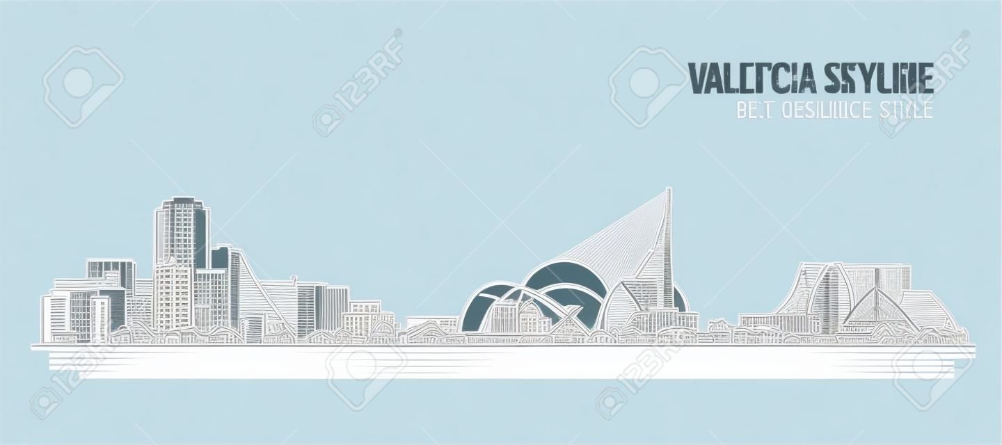 Cityscape Building Line art Vector Illustration design - Valencia skyline