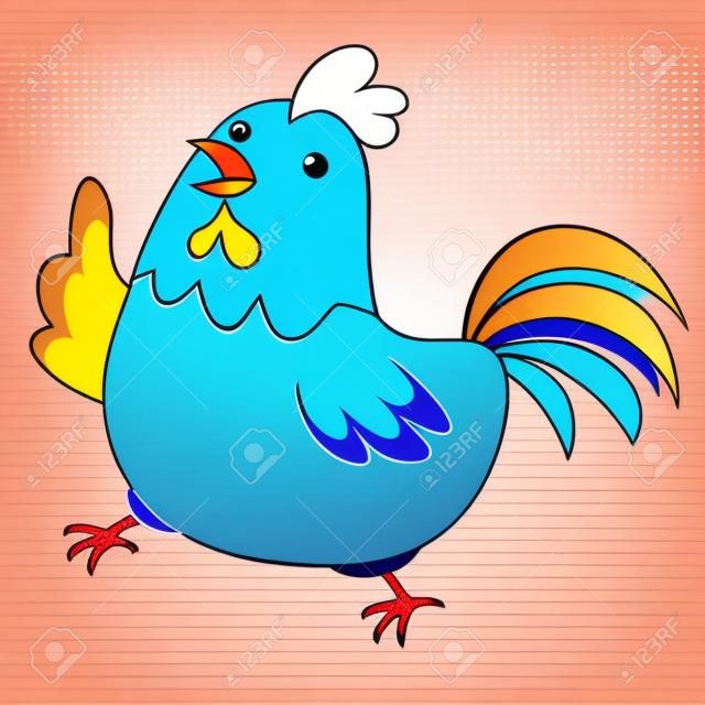 pollo colorido lindo tomar una ilustración vectorial paseo