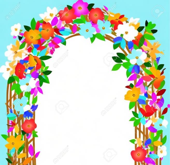 Fondo floral. Arco de flores. Los elementos de diseño de flores.