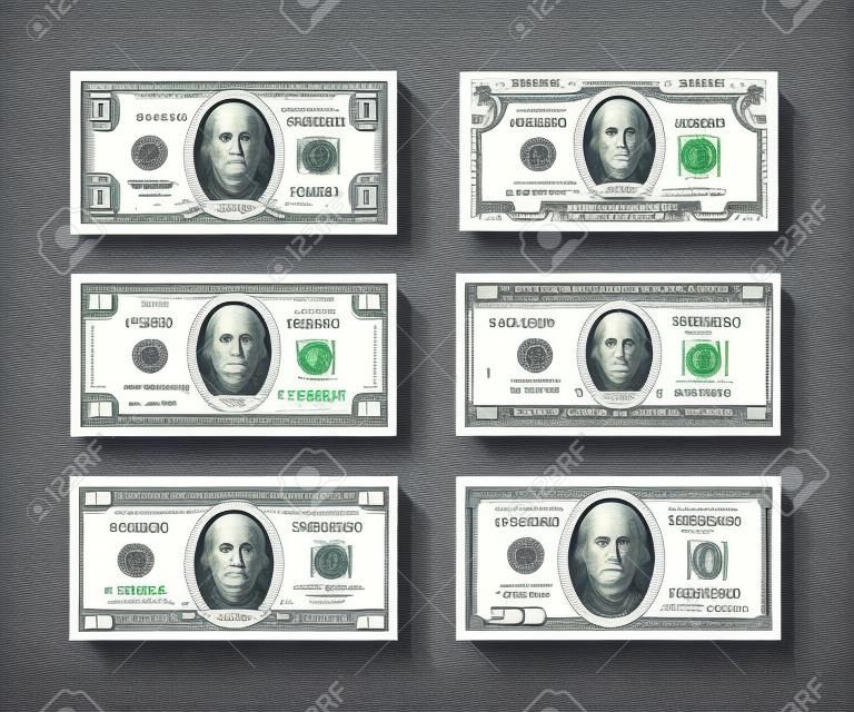 偽のお金のテンプレート。ドルのベクトル画像