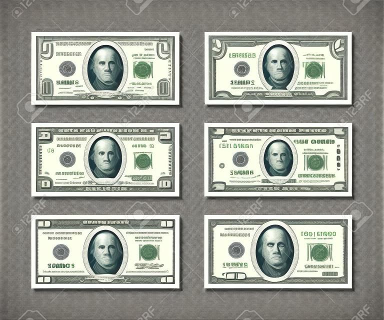 偽のお金のテンプレート。ドルのベクトル画像
