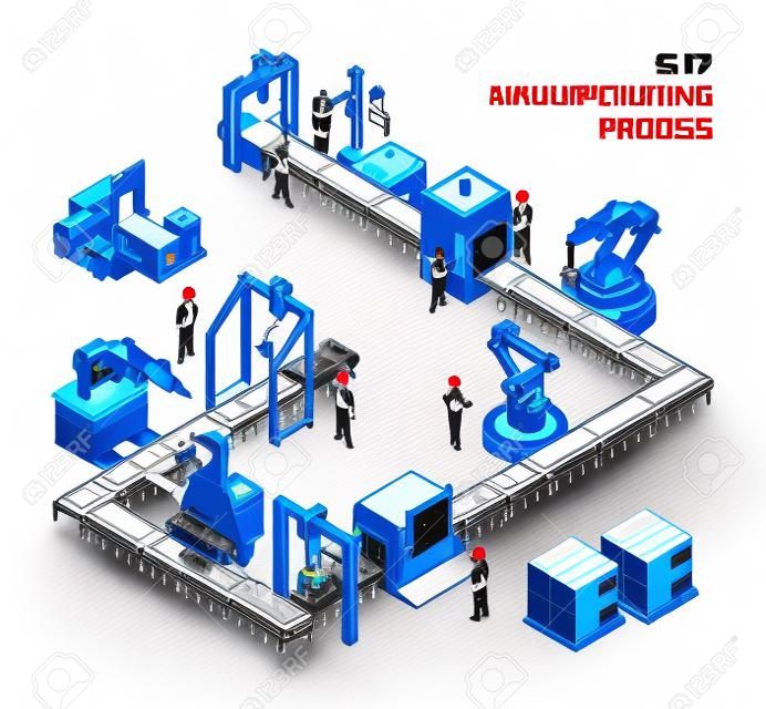 Industrial production of computer parts. Machinery tools for automation processes