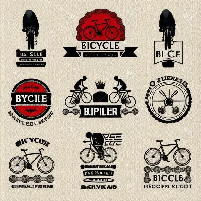 Set di etichette per club di biciclette. Progettazione di loghi sportivi Velo