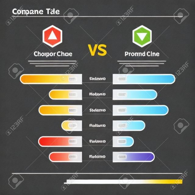 Tabela de comparação. Gráficos para comparação de produtos. Escolher e comparar conteúdo. Gráfico de comparação de conceito de infográfico vetorial, comparar ilustração de gráfico