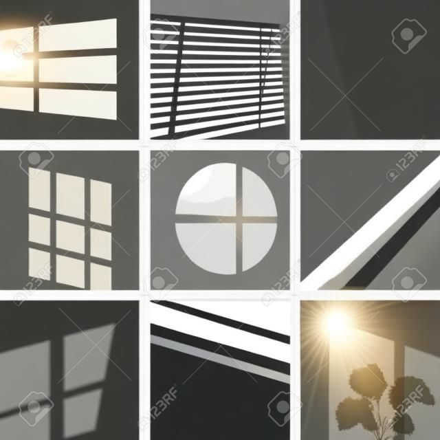 Long shadows from window. Monochrome overlay natural shades and light decoration decent vector templates. Illustration natural overlay, light effect blurred
