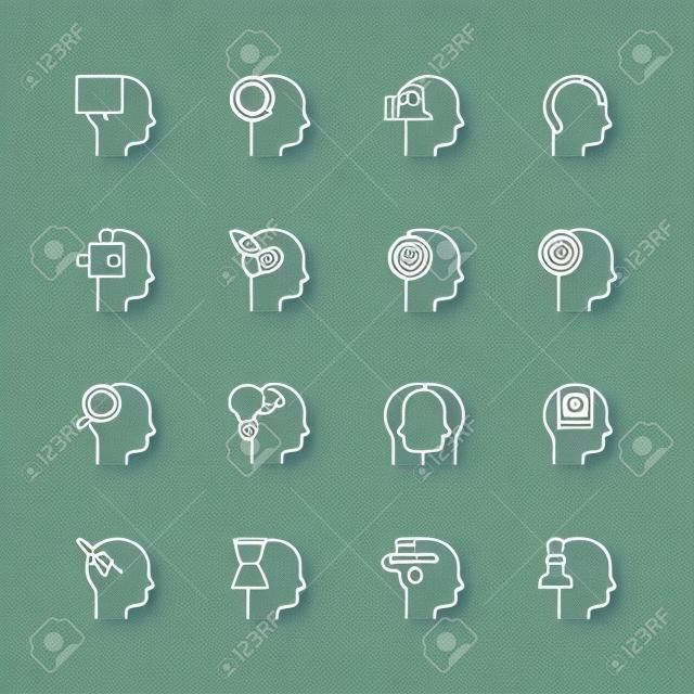 Mind icon. Creative thing personality leadership mindfulness head vector thin line symbols