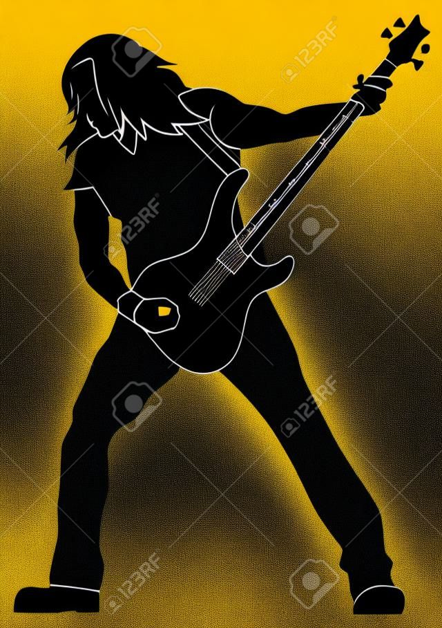 Abstract vector illustration of heavy metal guitarist