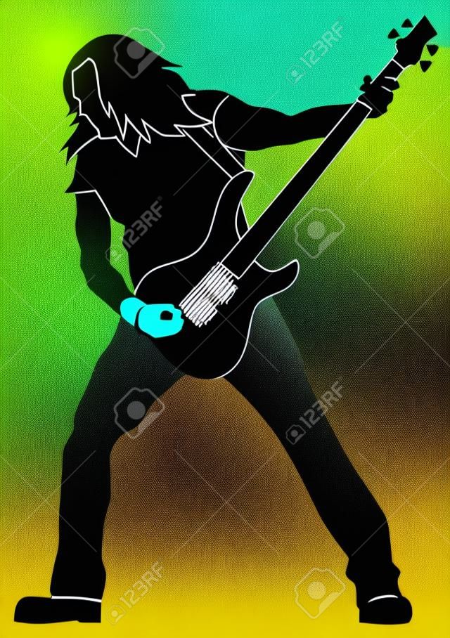 Abstract vector illustration of heavy metal guitarist