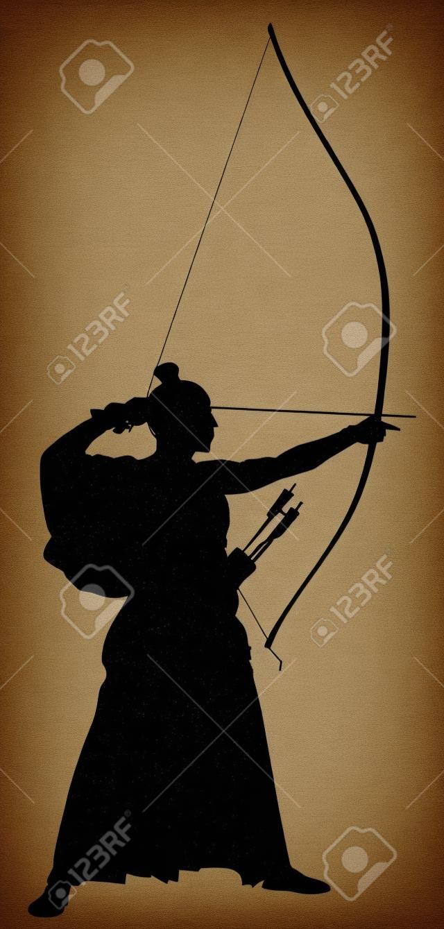 Abstract vector illustration of japanese archer silhouette