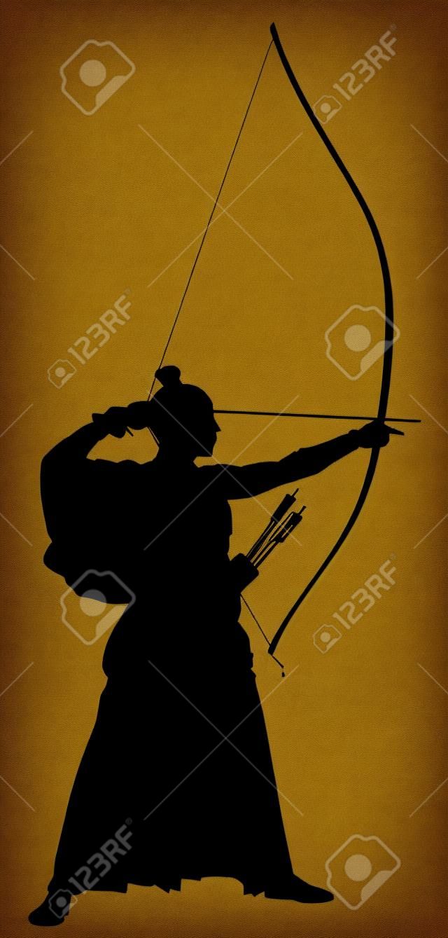 Abstract Vektor-Illustration der japanischen Bogenschützen Silhouette