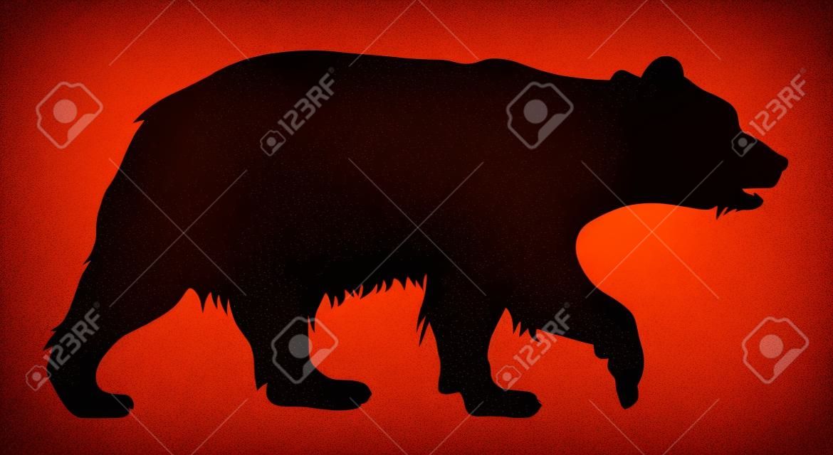 Ilustración del vector de la silueta del oso pardo