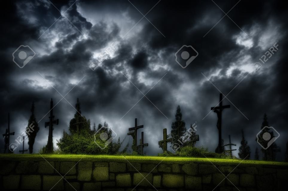 Graveyard with dark Clouds, taken in Austria